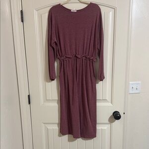 Cherish Wine Long Sleeve Midi Dress